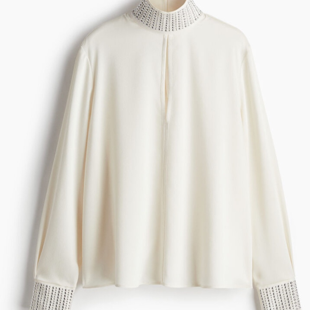 H&M cream colored stud detailed blouse size small